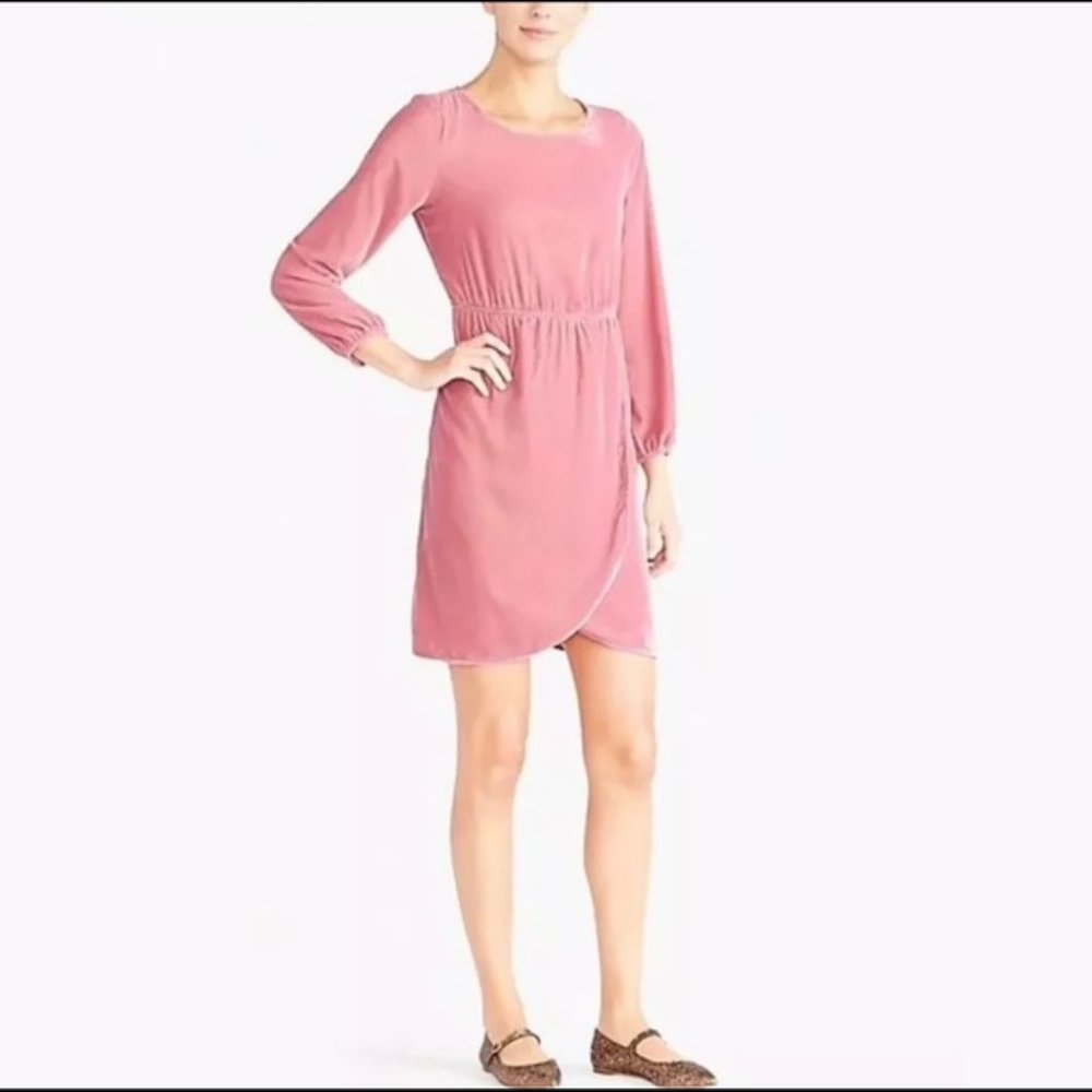 J. Crew Pink Velvet Tulip Hem Dress K3470